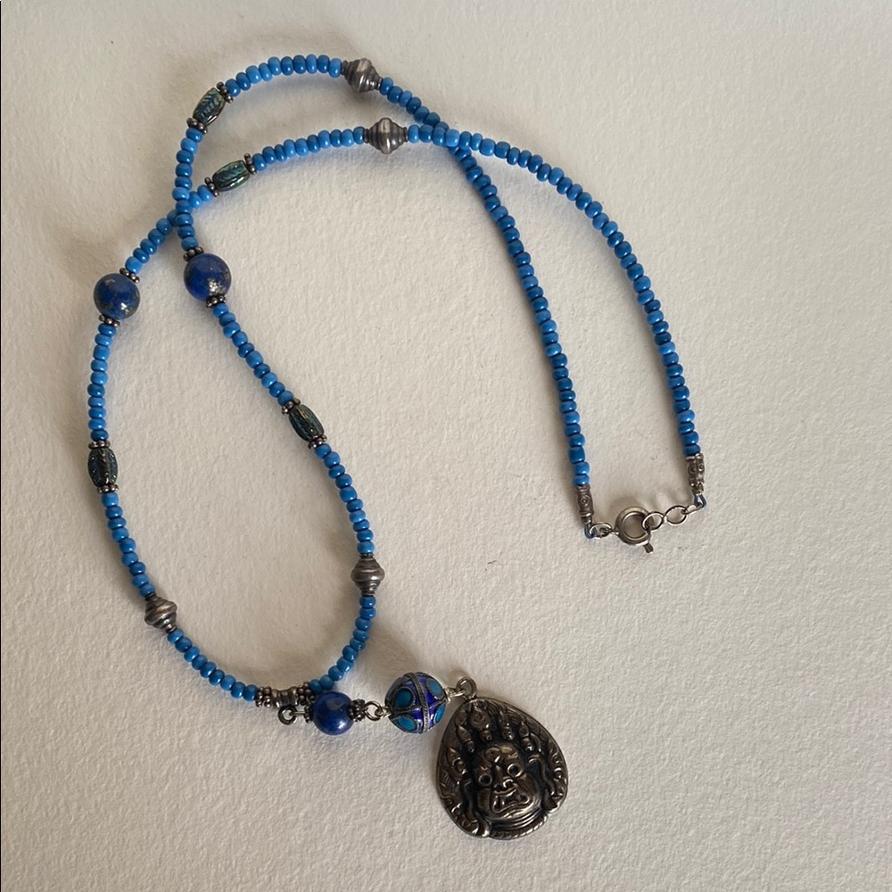 Funky Necklace with Sterling Silver Pendant.